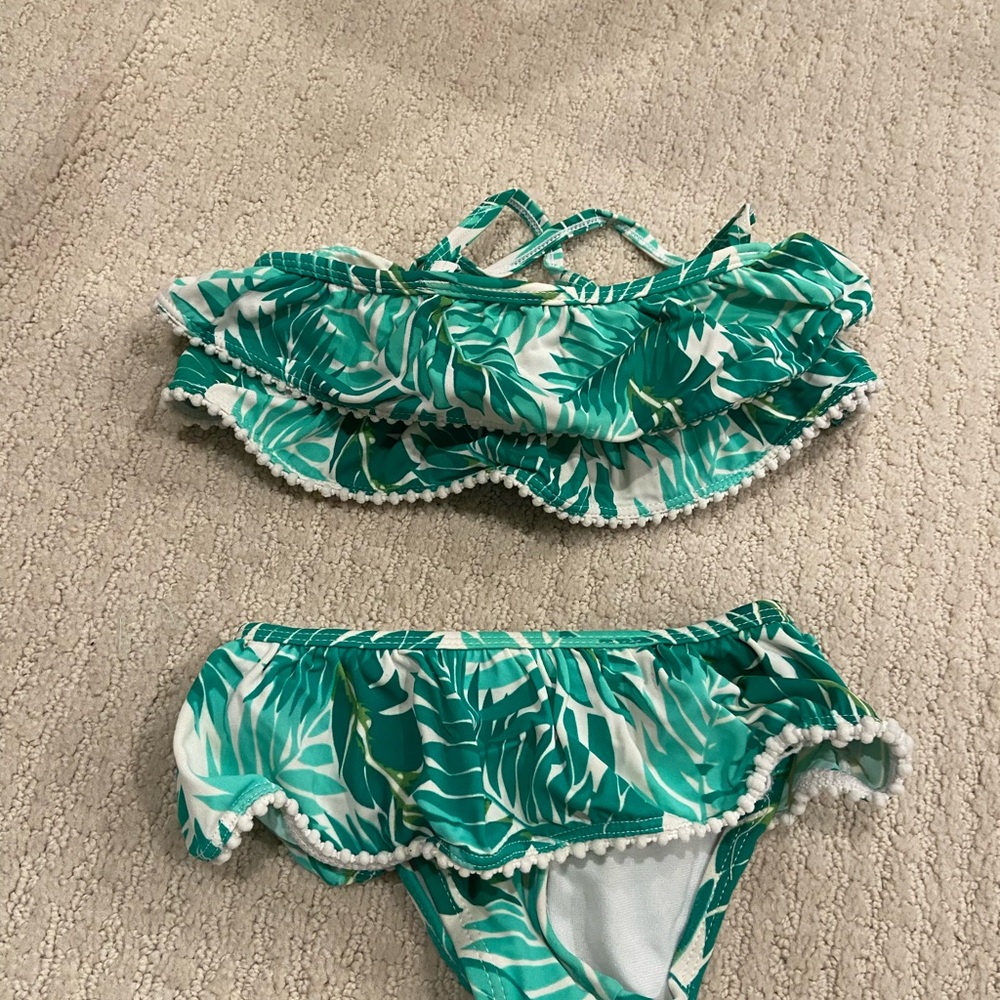 Janie and Jack Green Leaf Print Swimwear